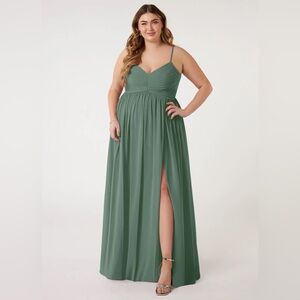 Azazie Elegant Eucalyptus Green Maxi Dress